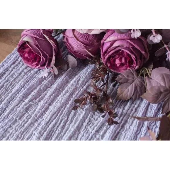 Lavender Purple Wedding Dining Tablecloth Cheesecloth Table Runner 2 pack - Picture 3 of 4